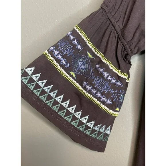 Urban Mangoz Embroidered Geometric Aztec Bell Sleeve Women's Blouse Small - Picture 5 of 9